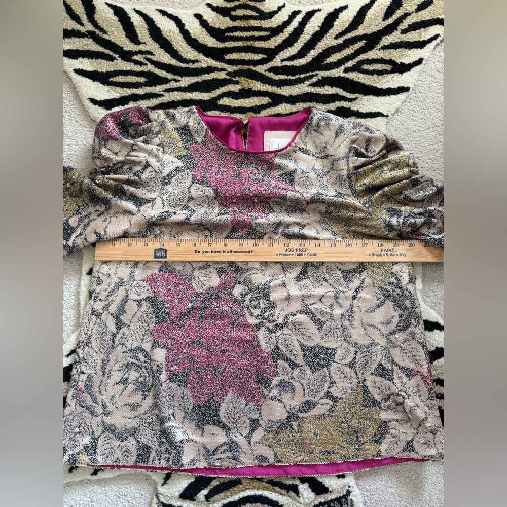 Anthropologie Marie Floral Sequined Puff Sleeve Blouse Size 10 NWT - Picture 7 of 11